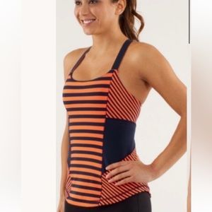 Lululemon “Work it Out tank” Navy and Orange stripes!